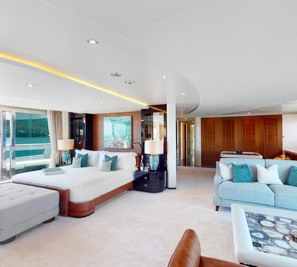 Luxury yacht master cabin with ocean view