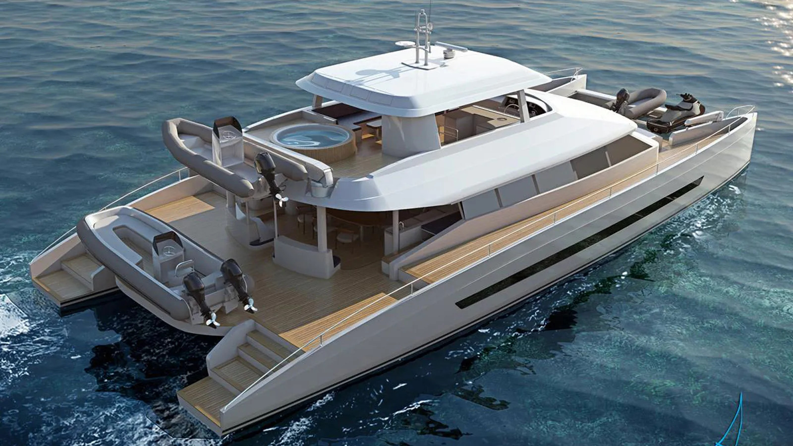 Modern luxury power catamaran yacht